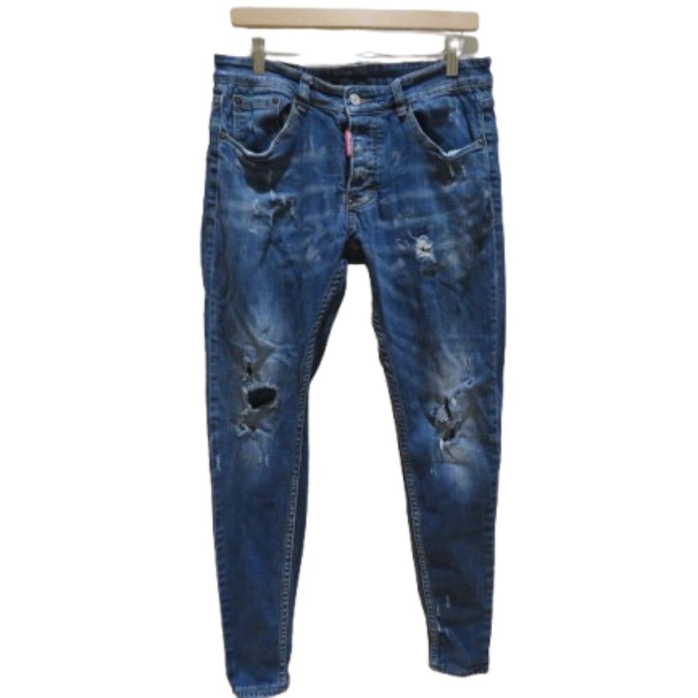 DSQUARED2 Men’s Skinny Ripped Blue Jeans